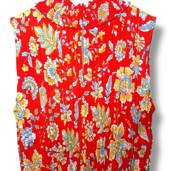 Nanette Lepore Floral Allover Pleated Midi Dress In Orange Sz 6 EUC - Picture 4 of 10